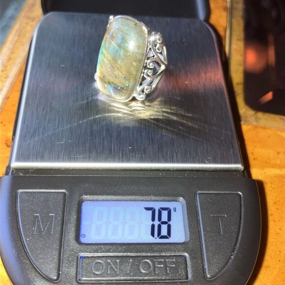 Natural Labradorite Sterling Silver Cocktail Ring Size 6 - Picture 10 of 10